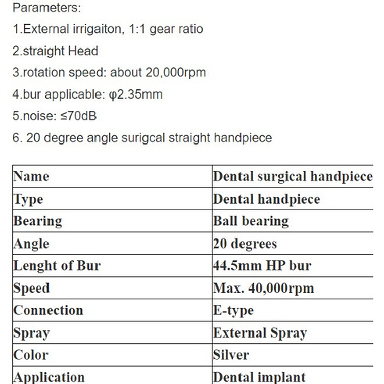  Pieza De Mano Quirúrgica Dental Implante Original Pacard 19