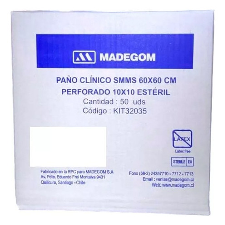 Paño De Campo Estéril Perforado 5u (60x60) Madegom Unidad 2