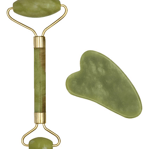 Rodillo Facial Roller Jade Doble + Piedra Gua Sha Santiago