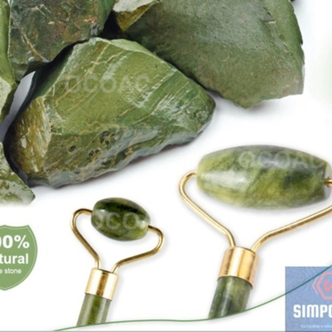 Rodillo Facial Roller Jade Doble + Piedra Gua Sha Santiago 3