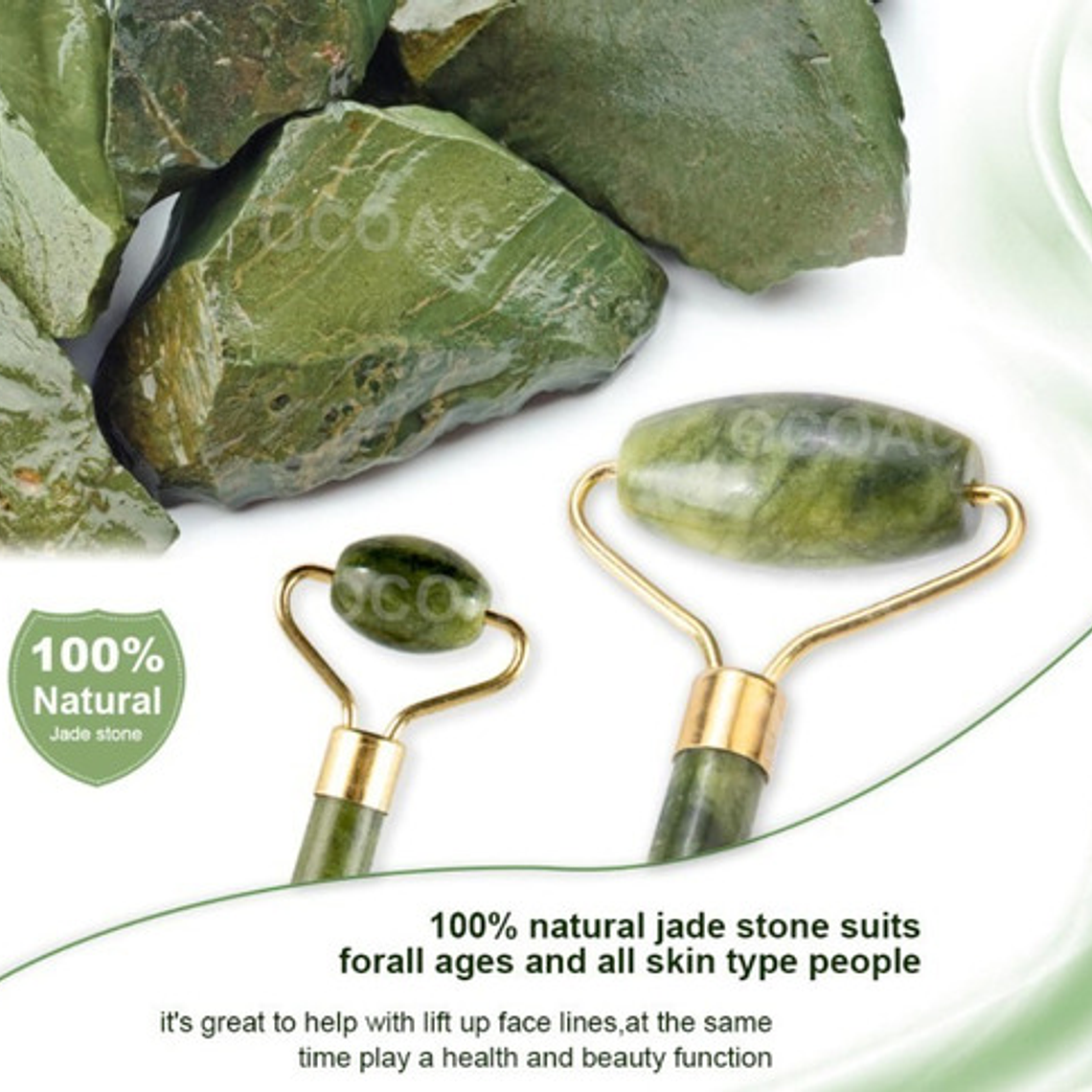 Rodillo Facial Roller Jade Doble + Piedra Gua Sha Santiago 7