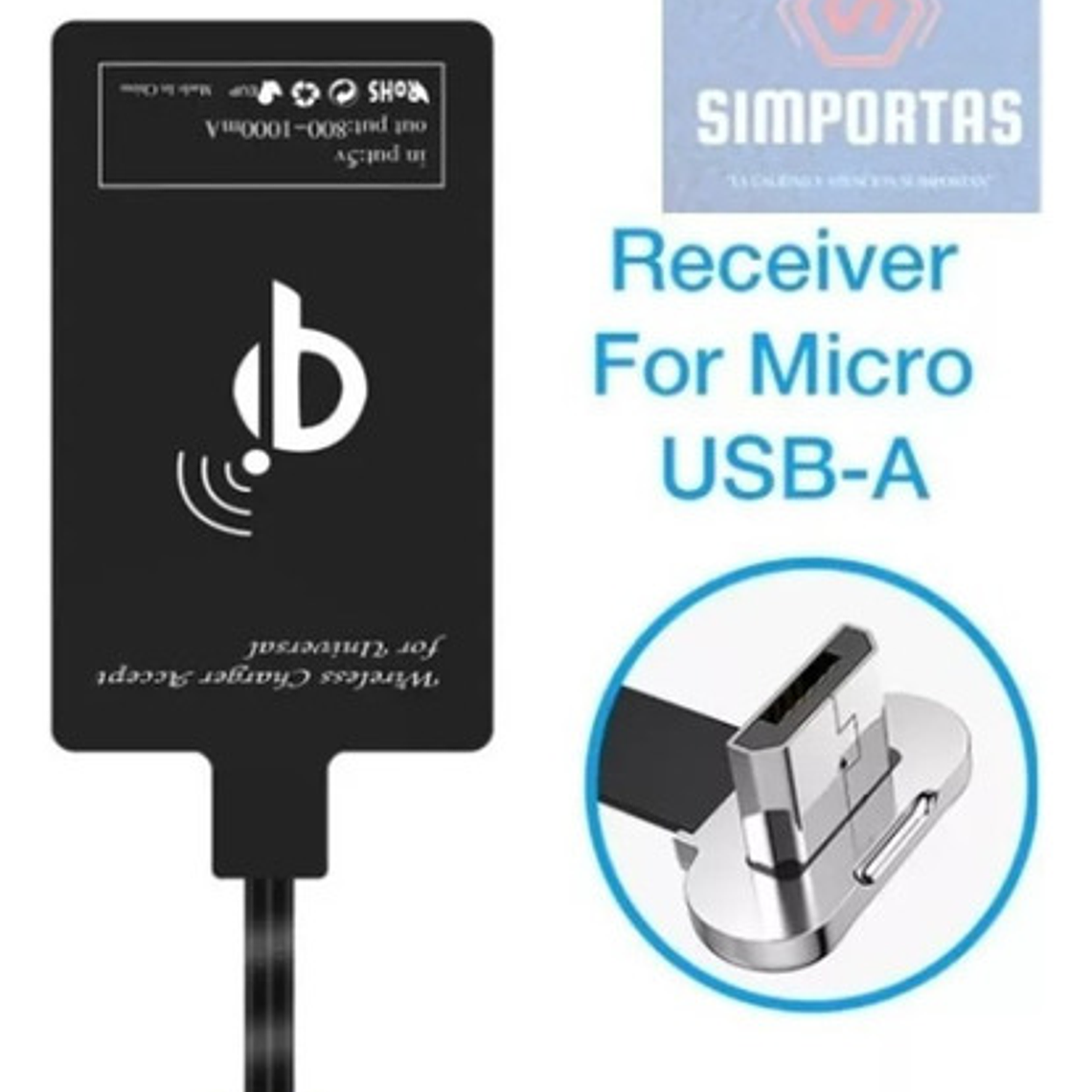 Receptor De Carga Magnetica Lámina Qi Salida Micro Usb 3