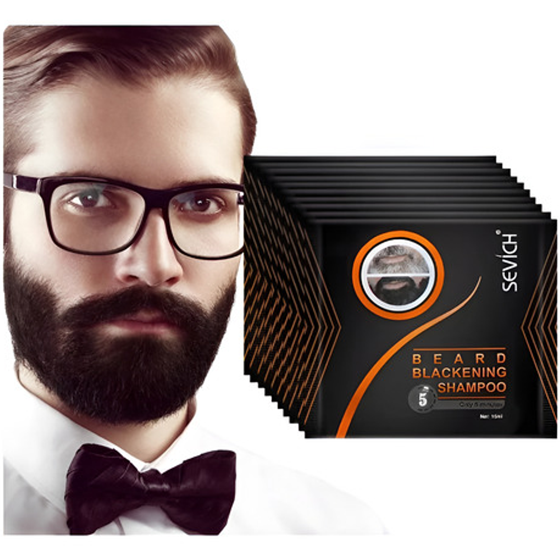 10 Uds Shampoo Sevich Barba Bigote Negro En 5 Minutos 1