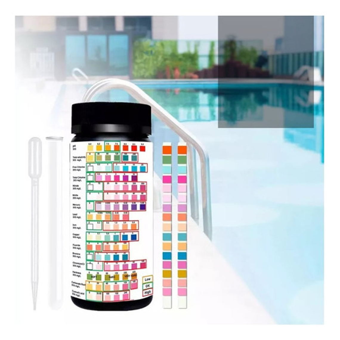 Set 100 Tiras De Medición Agua Único 16 Parámetros Pureza 3