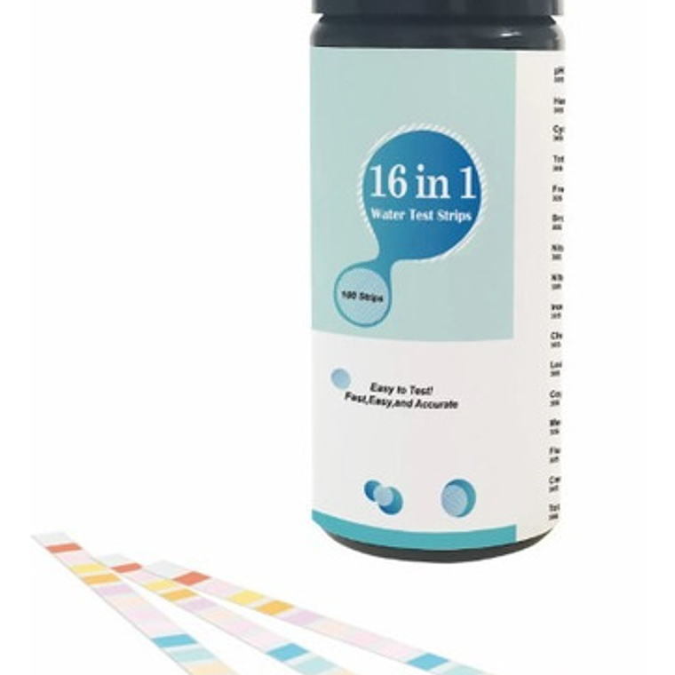 Set 100 Tiras De Medición Agua Único 16 Parámetros Pureza 8