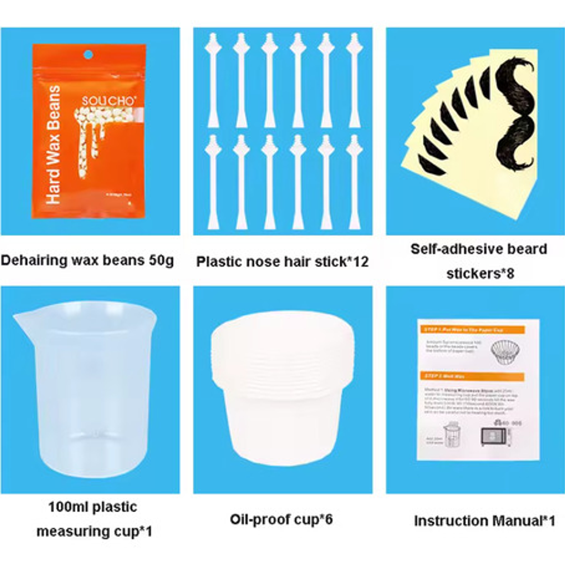 Kit Cera Depilación Elimina Vello Nariz Oreja Bigote Unisex 6