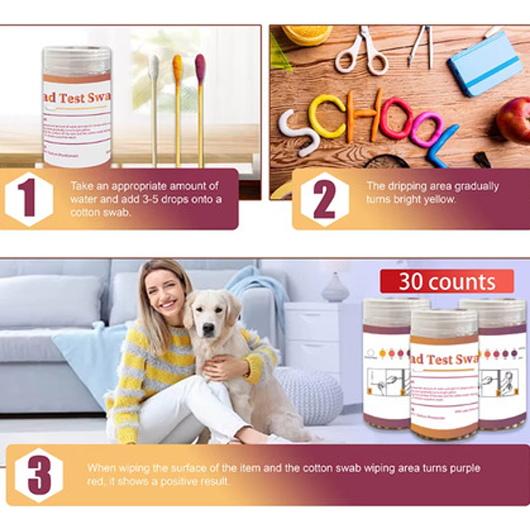 Set Tiras Medición Análisis Plomo Toxicidad Paredes Metales 9