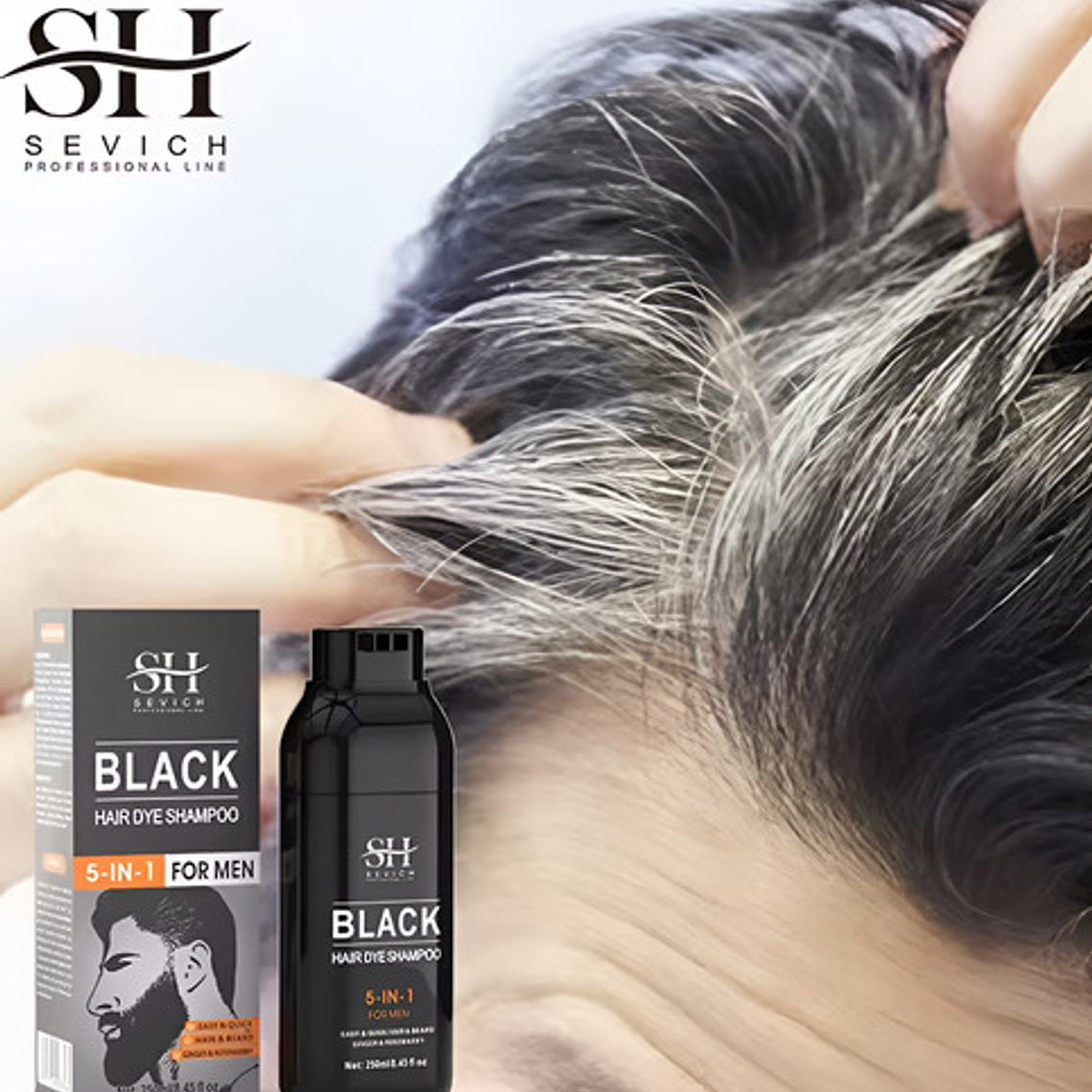 Shampoo Sevich 250ml 5 En Uno Cabello Y Barba Acción Rápida 3
