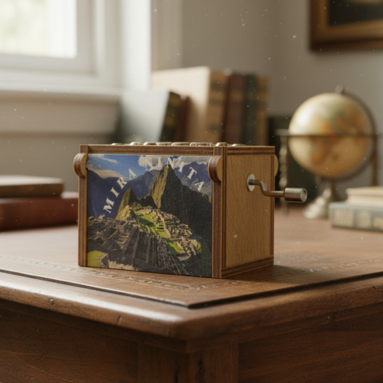 Caja Musical De Madera Con Manivela Los Jaibas Mira Niñita 5