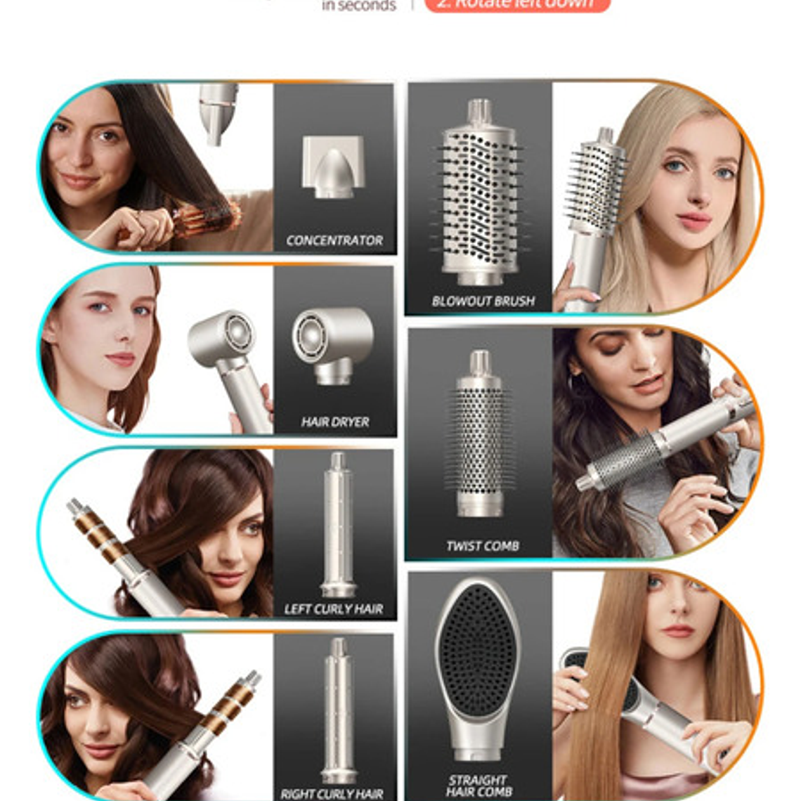 Secador Iónico Estilizador Multistyler Hair Dryer Único 8