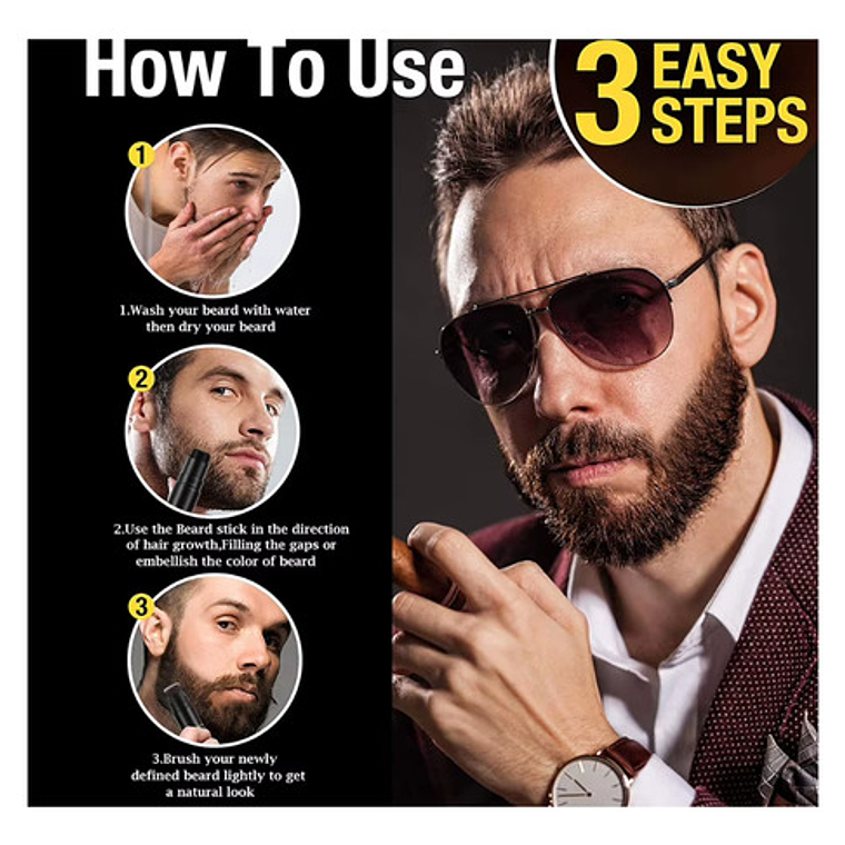 Tinte Lápiz Dual Temporal Para Barba Beard Shaping Premium 3