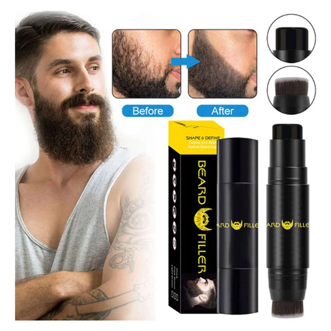 Tinte Lápiz Dual Temporal Para Barba Beard Shaping Premium 15