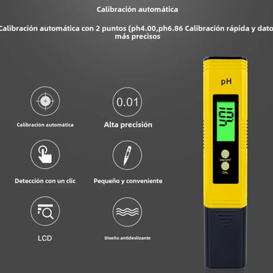 Medidor Digital De Ph Autocalibre Phmetro 3 Puntos C/estuche 4