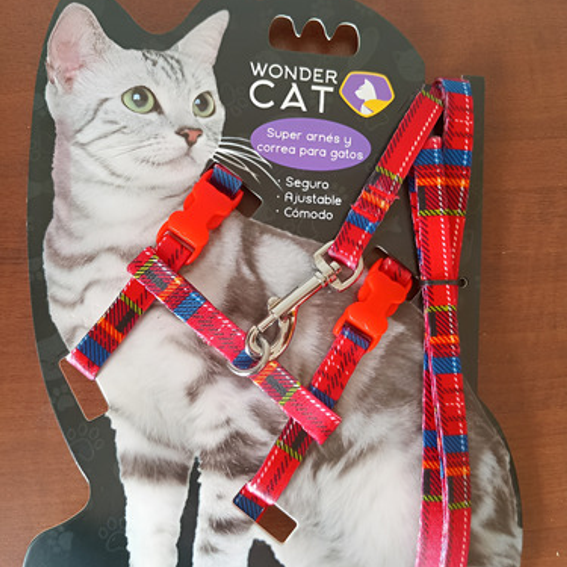 Set Correa + Arnés Gato Diseño Escocés Wondercat Mascotas 3