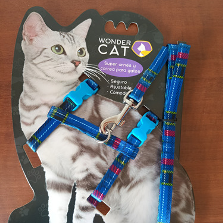 Set Correa + Arnés Gato Diseño Escocés Wondercat Mascotas 4