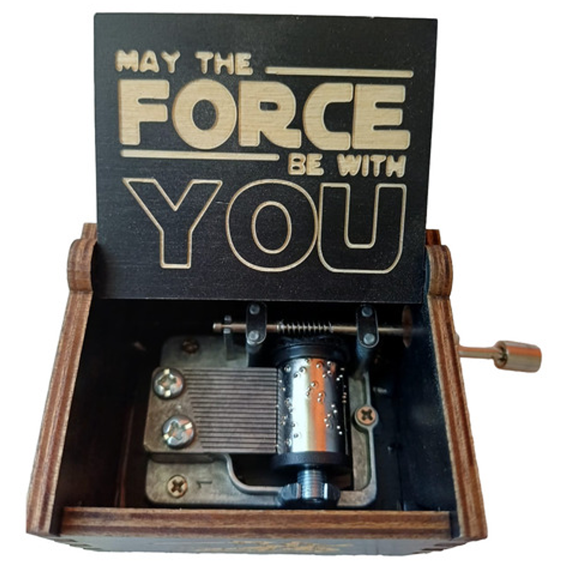 Caja Musical De Madera Con Manivela Star Wars Intro Famosa 2