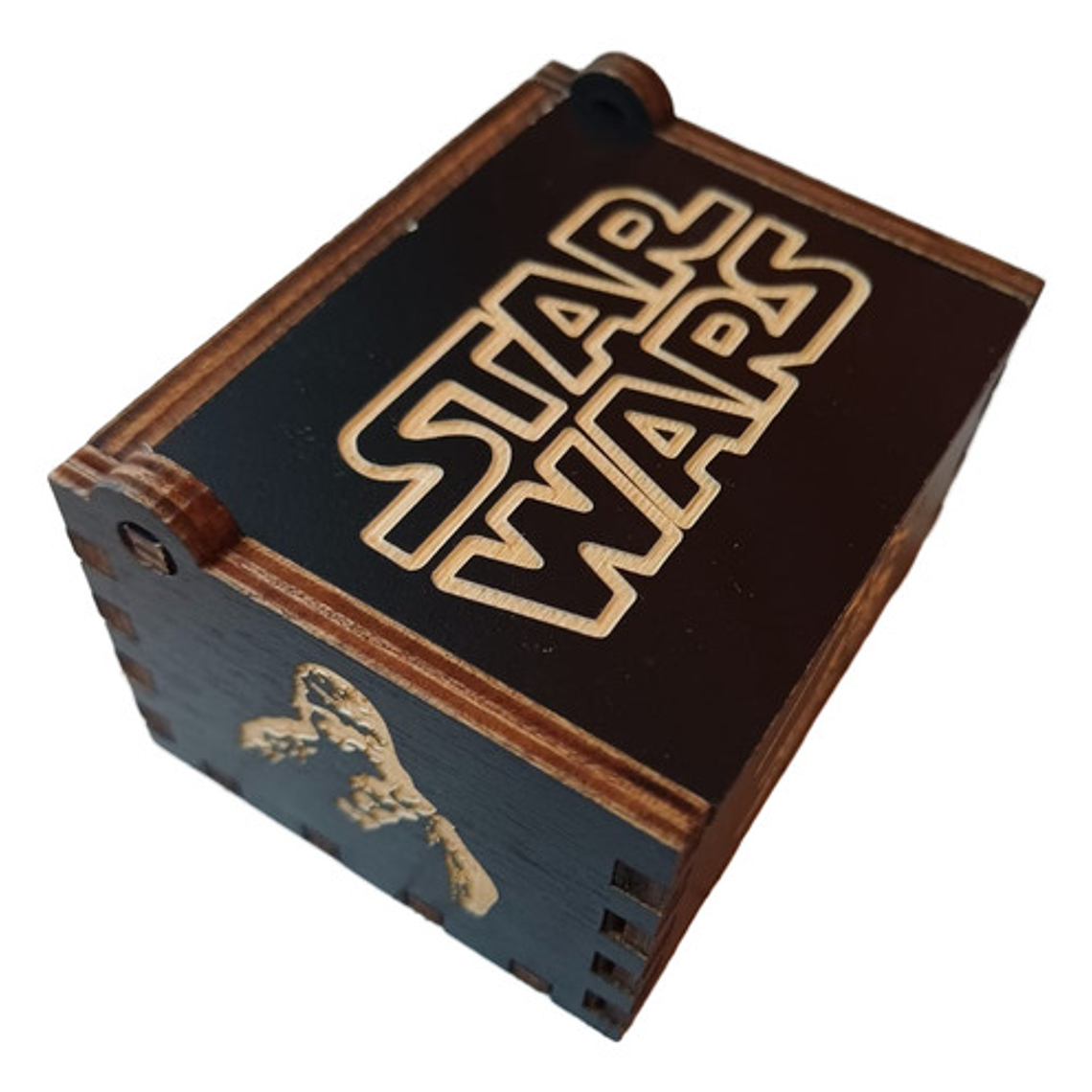 Caja Musical De Madera Con Manivela Star Wars Intro Famosa 3