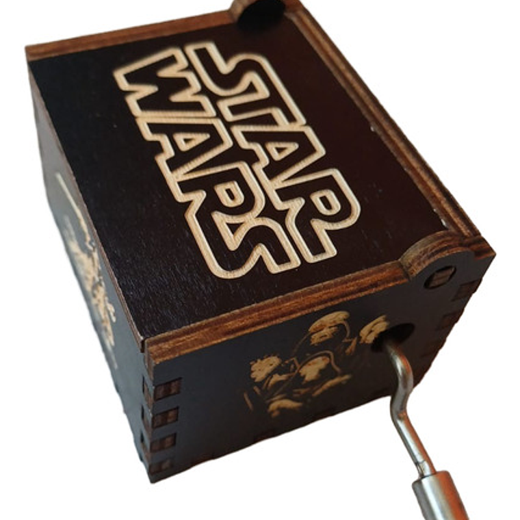 Caja Musical De Madera Con Manivela Star Wars Intro Famosa 5