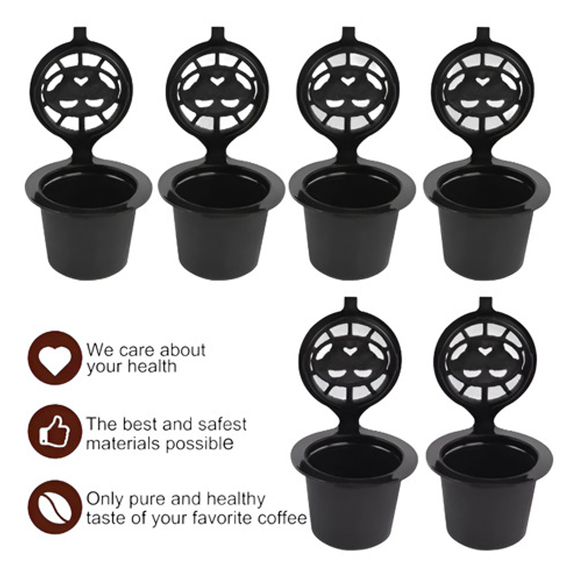 Pack 6 Capsulas Café Reutilizable Para Cafetera Nespresso 5