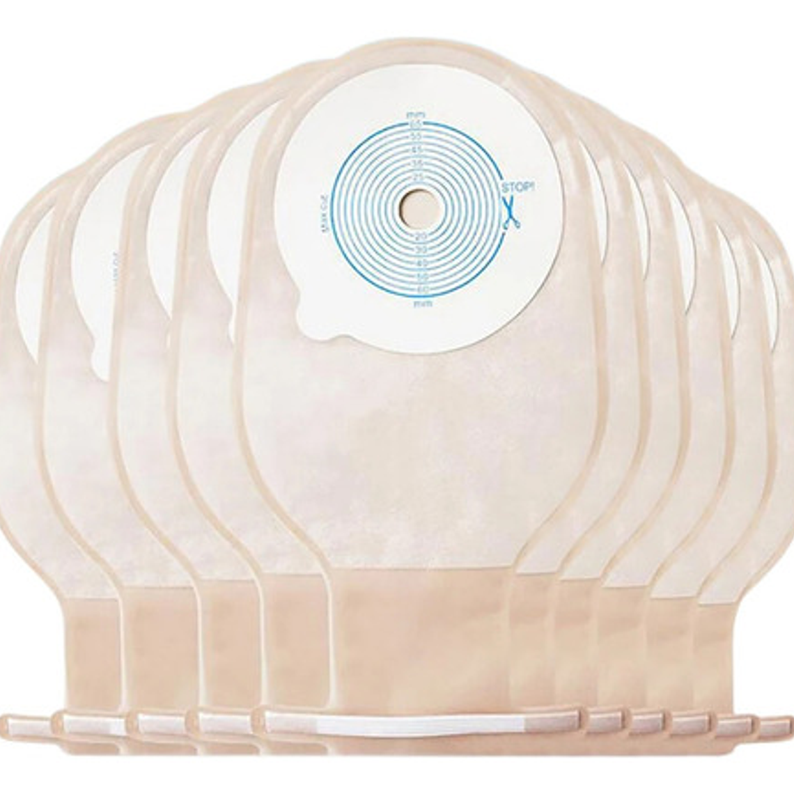 10x Bolsa Colostomia Placa Aro Ostomia 65mm Anti Olor Gases Color Crema 1