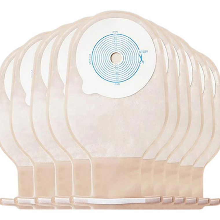 10x Bolsa Colostomia Placa Aro Ostomia 65mm Anti Olor Gases Color Crema 1