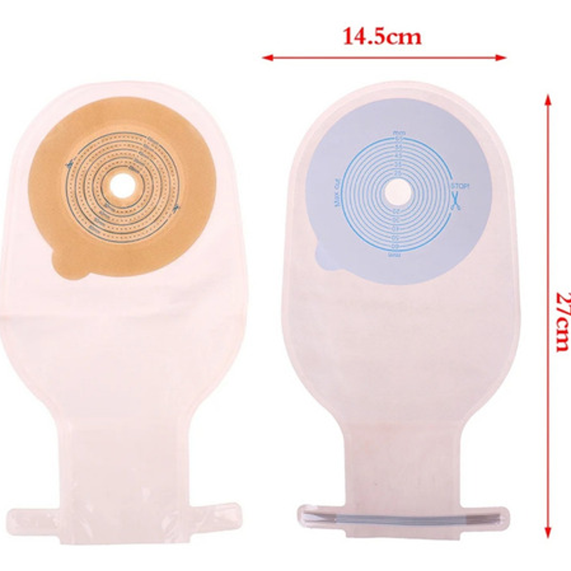 10x Bolsa Colostomia Placa Aro Ostomia 65mm Anti Olor Gases Color Crema 3