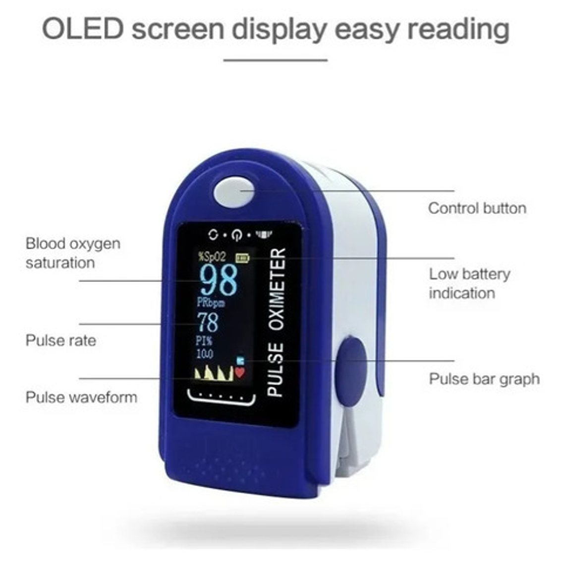 Oximetro De Pulso Saturador Oxígeno Convencional 3