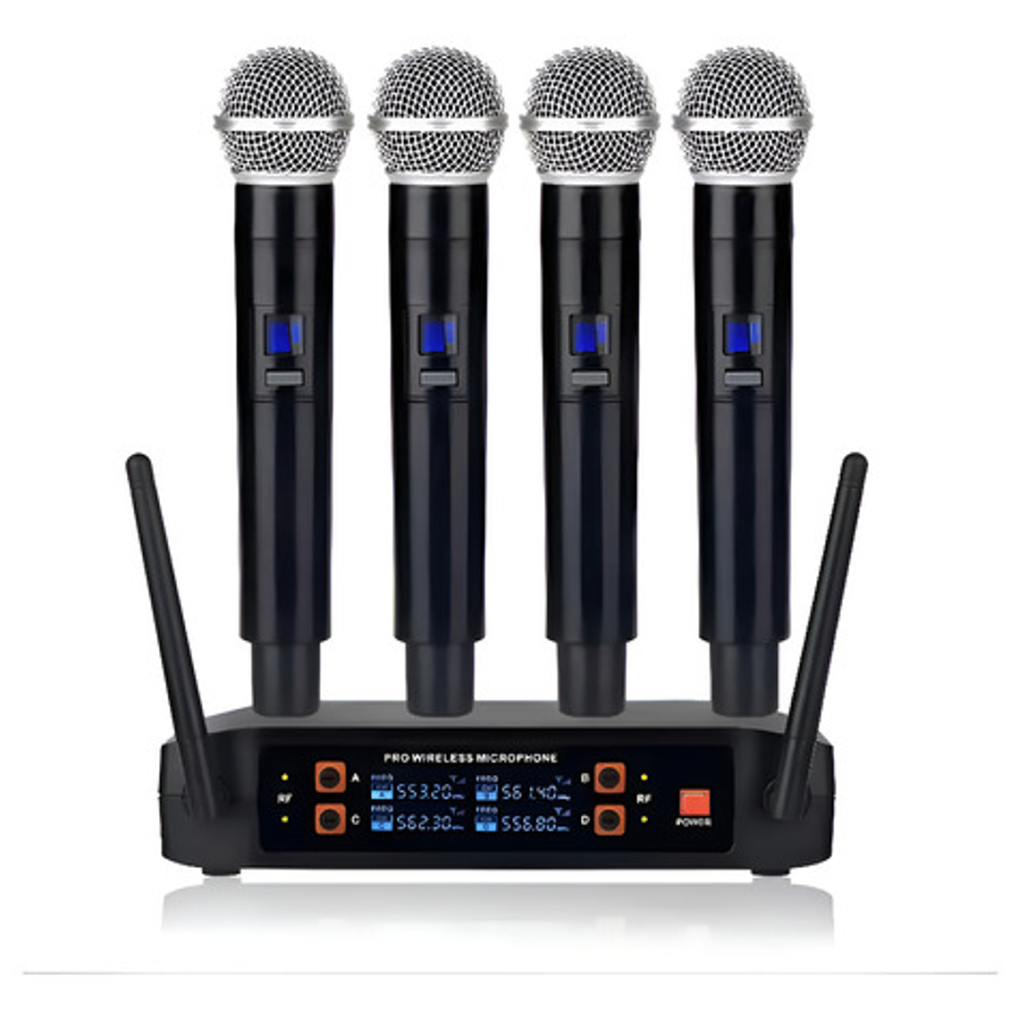 Micrófonos Inalámbricos Profesionales Karaoke Kit 4 Canalesuhf Receptor Alta Calidad Para Eventos Y Karaoke Negro 1