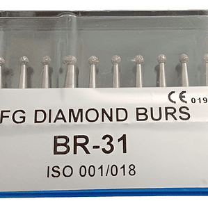 Fresas Redondas Piedras Diamante Odontología Br-31 Set 10u Color Agua