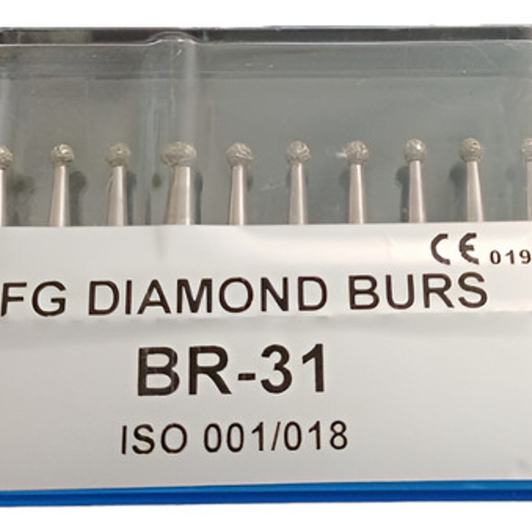 Fresas Redondas Piedras Diamante Odontología Br-31 Set 10u Color Agua 1