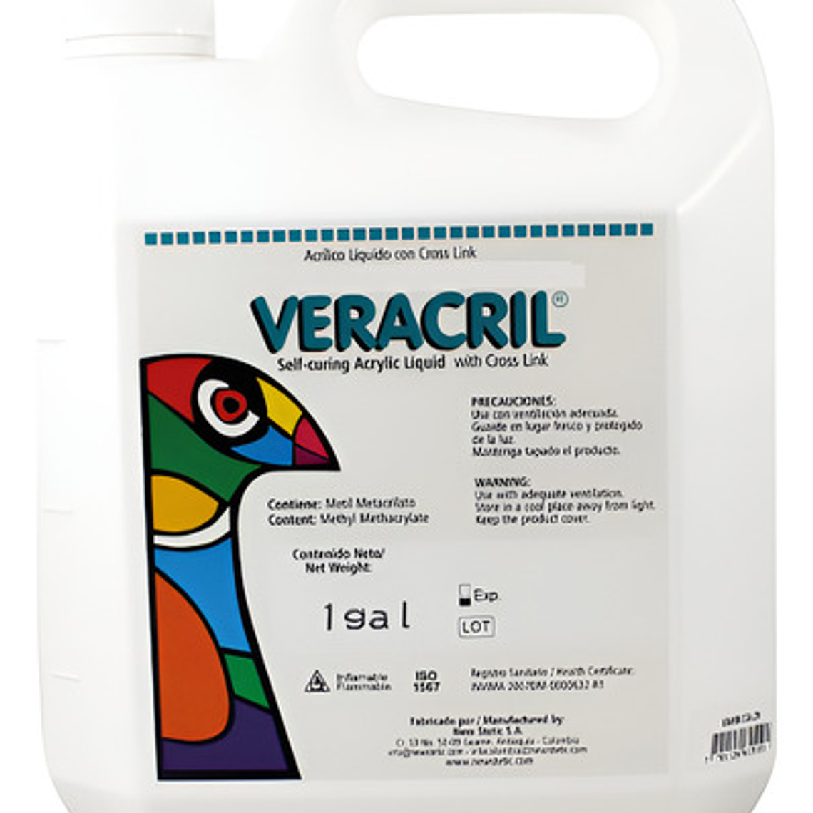 Monómero Veracril Termocurado Líquido Dental 1 Galón 3.72lt 1