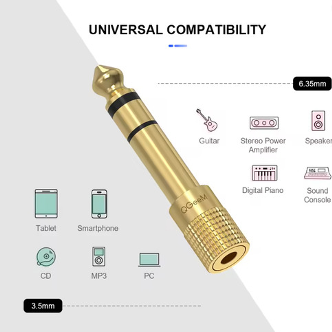 Adaptador Audio Plug 6.5mm Macho Jack 3.5mm Hembra Microfono 2