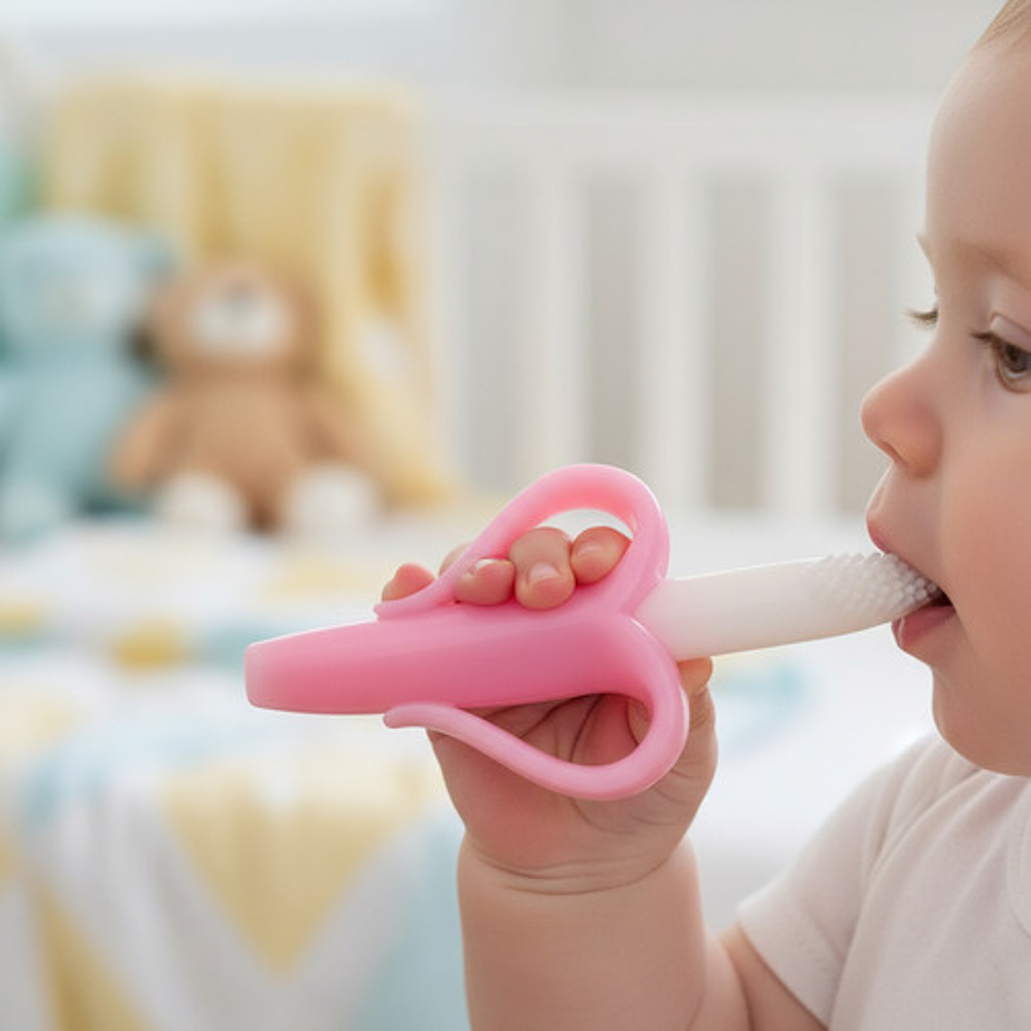 Mordedor Cepillo Para Bebés Silicona Plátano Banana 9