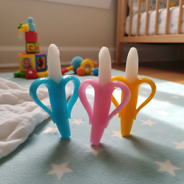 Mordedor Cepillo Para Bebés Silicona Plátano Banana 10