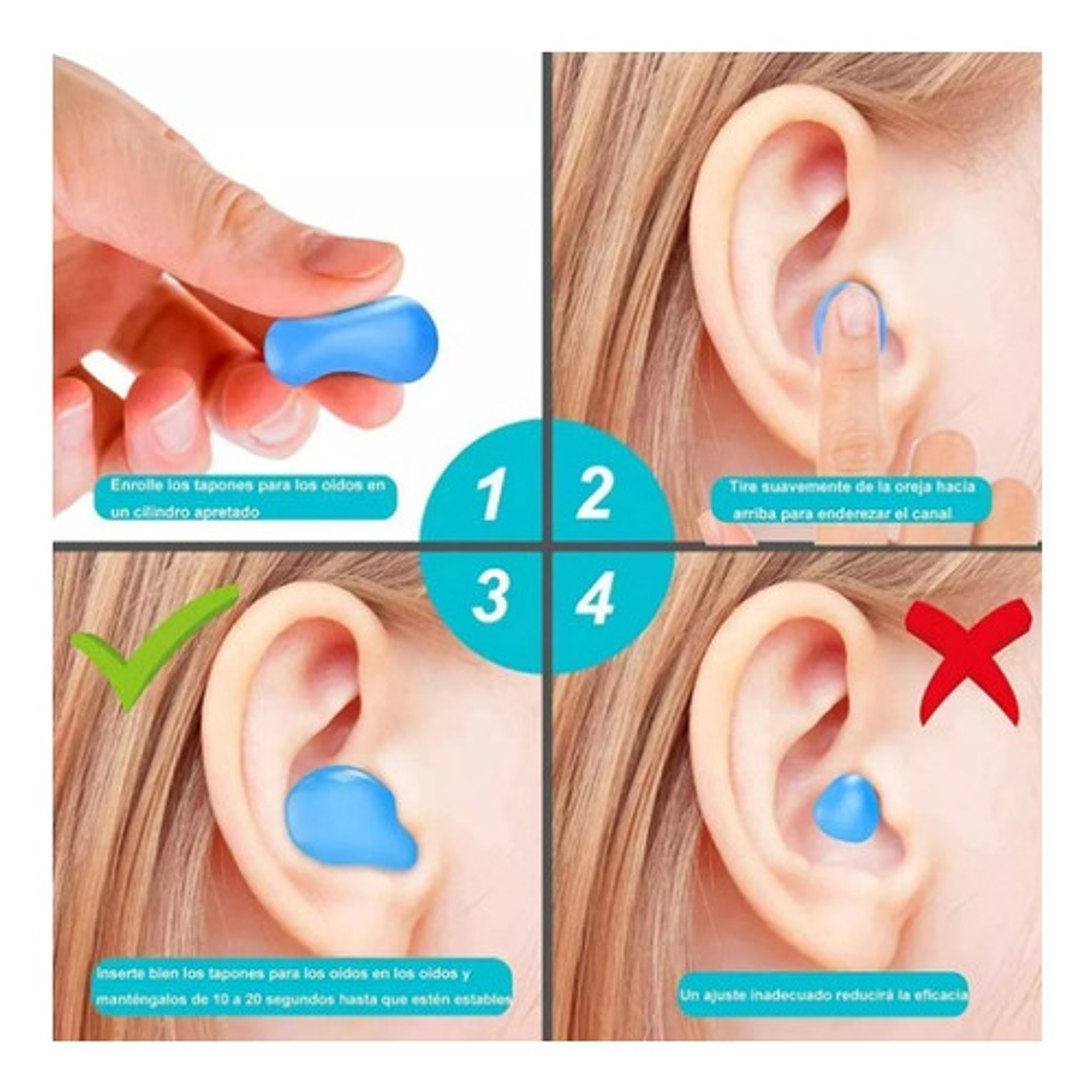 Tapones Oido Silicona Hipoalergénica Moldeable 3 Pares Stgo 4