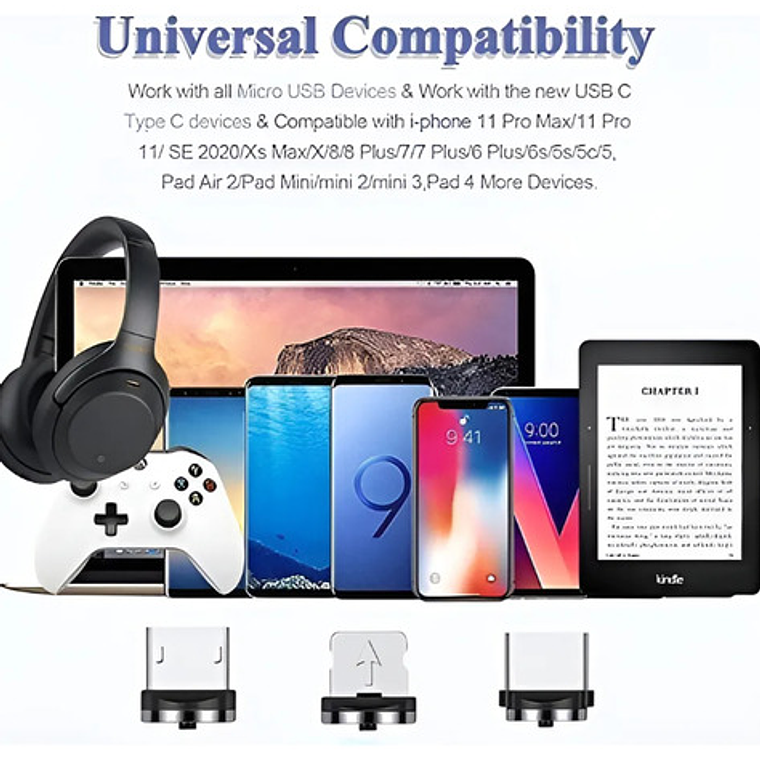 Cable Cargador Rápido Magnético Universal Todos Celulares 25