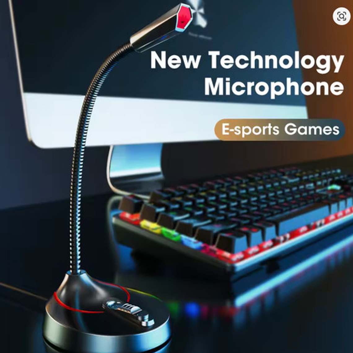 Micrófono De Pie Gamer Portátil Con Swich Flexible Y Macizo 3