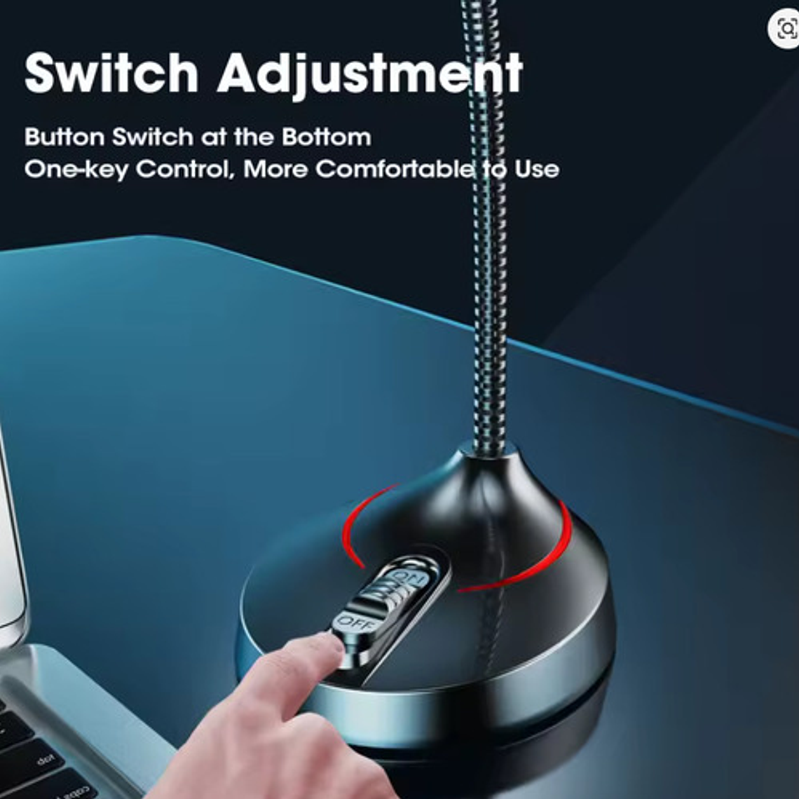 Micrófono De Pie Gamer Portátil Con Swich Flexible Y Macizo 4