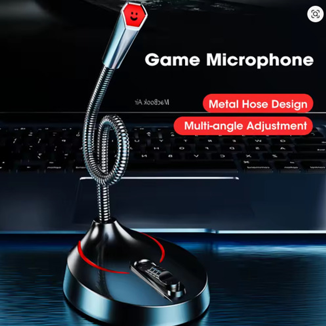 Micrófono De Pie Gamer Portátil Con Swich Flexible Y Macizo 5