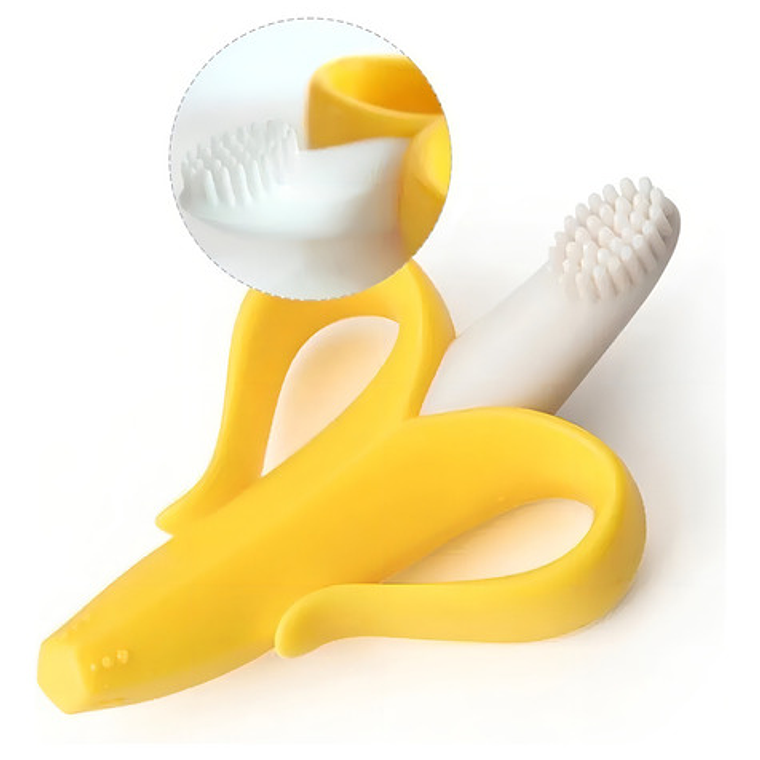 Banana Rascador De Encías Mordedor Cepillo Dientes Infantil Color Amarillo 4
