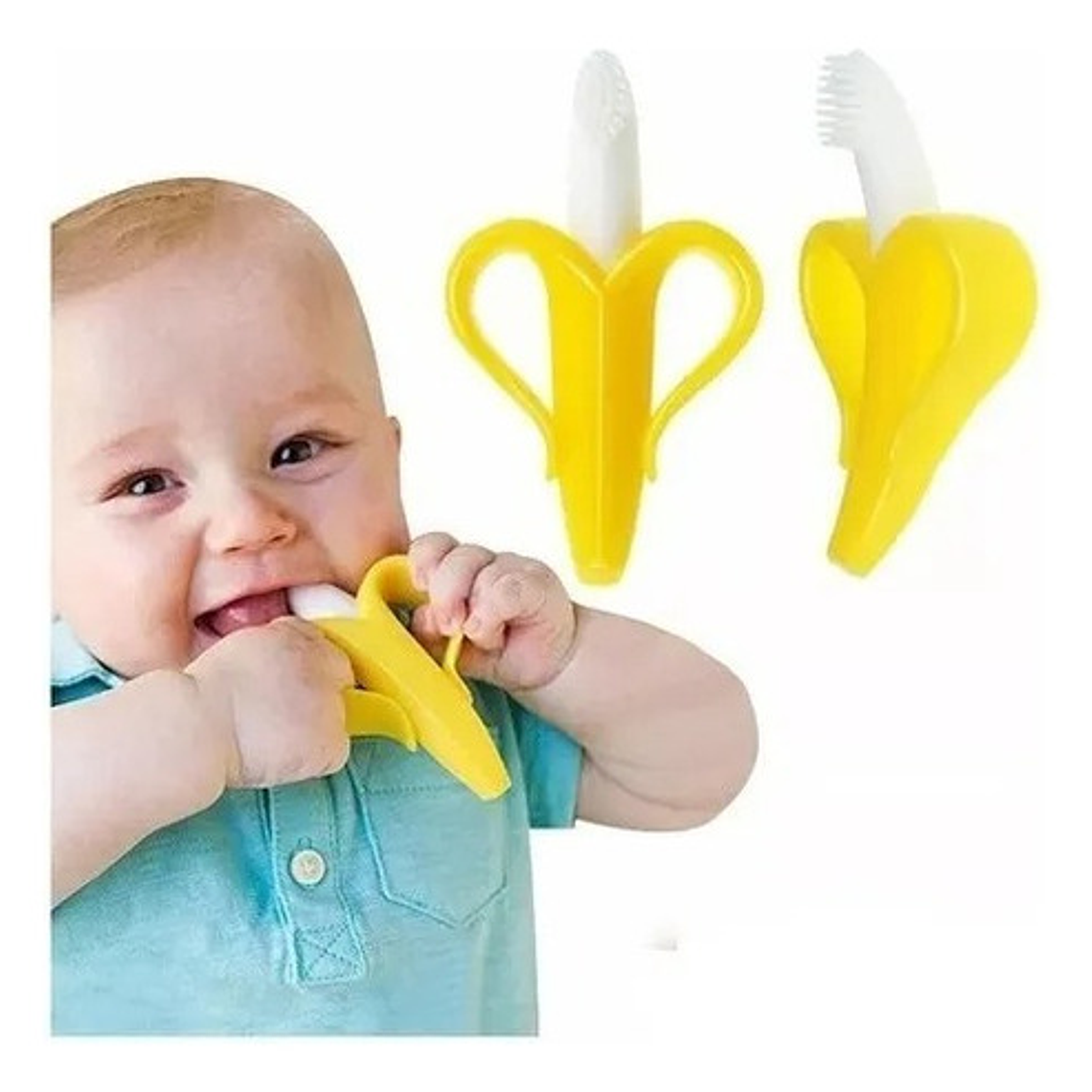 Banana Rascador De Encías Mordedor Cepillo Dientes Infantil Color Amarillo 5