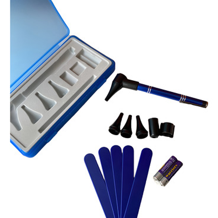 Otoscopio Médico Set  Xl + Conos 2 Pilas Único C/ Estuche 2
