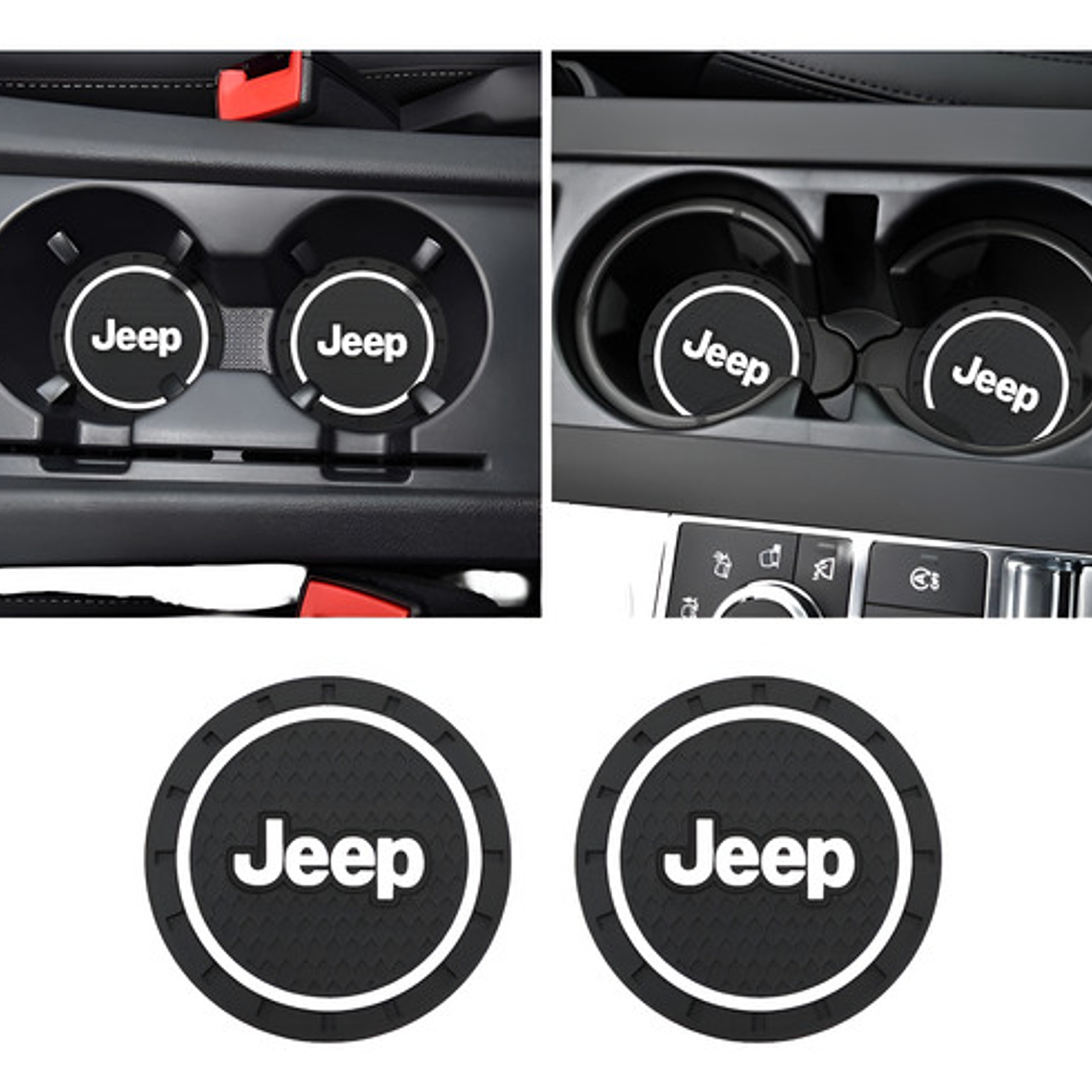 Posa Vasos Goma 7cm Diámetro Logo Jeep X 2 Unidades Santiago 1