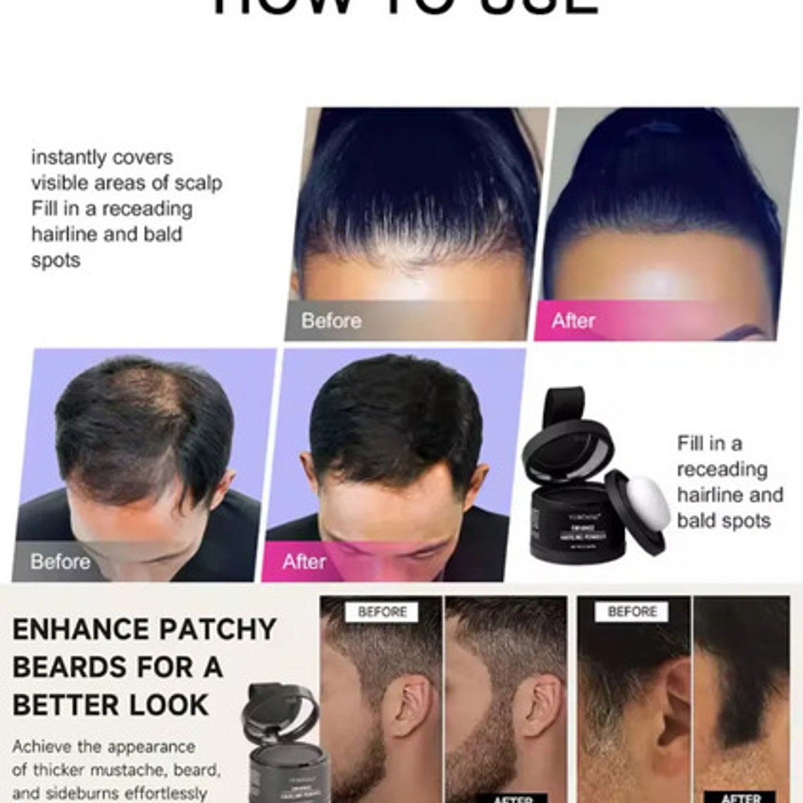 Tinte Temporal Cubre Canas Y Alopecia Veronni Polvo Colores 2