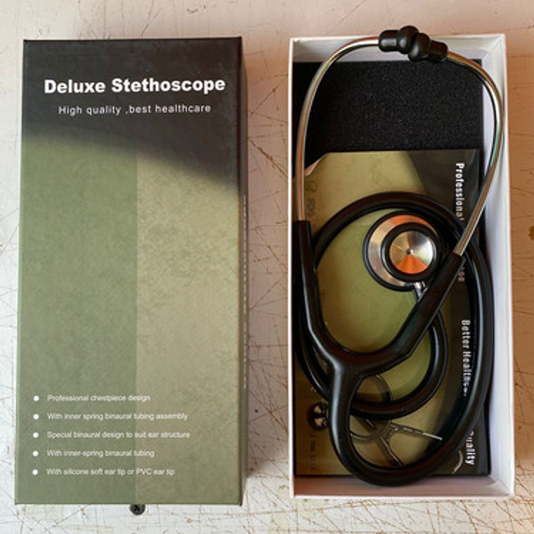 Estetoscopio Dual Fonendoscopio Doble Campana En Caja Negro 6