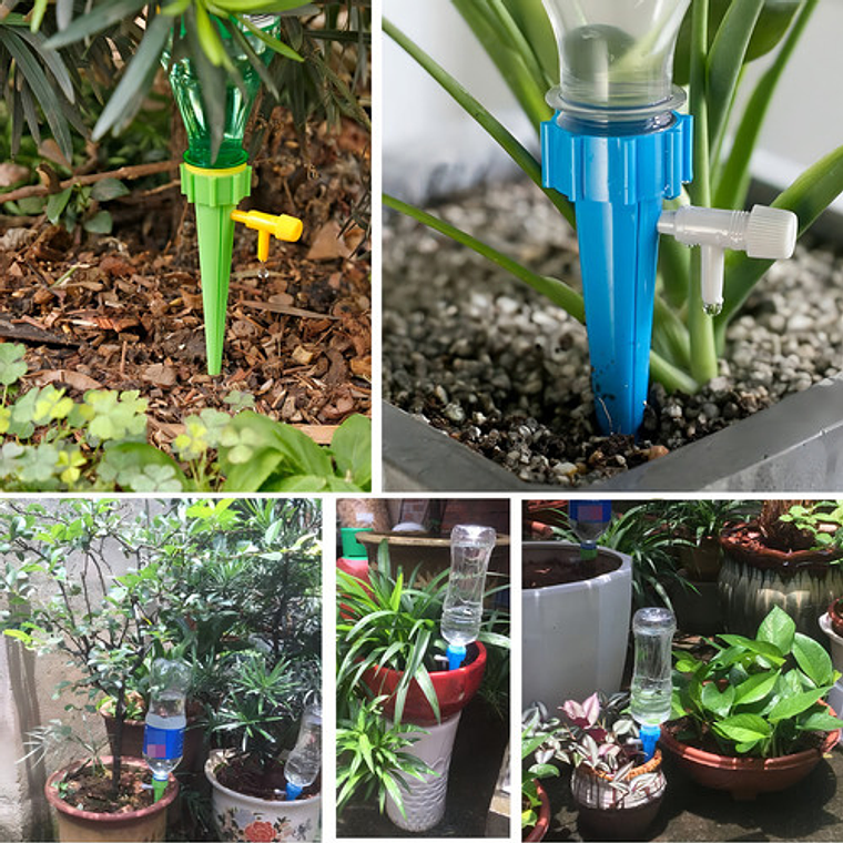 Estacas Riego Goteo Tlt Celeste 12 Uds Ajustable Para Botellas 3