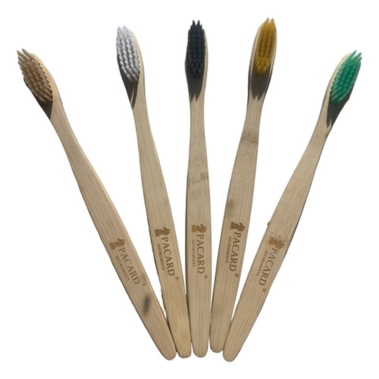 Pack 2 Unidades Cepillo Dental Bambú Biodegradable Pacard Color Amarillo 1