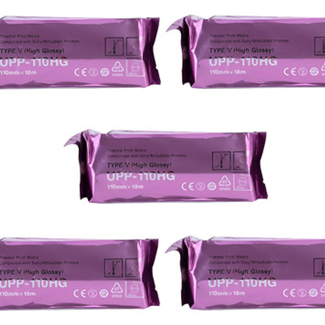 Pack 5 Papel Térmico Upp-110hg Para Impresora Sony 1