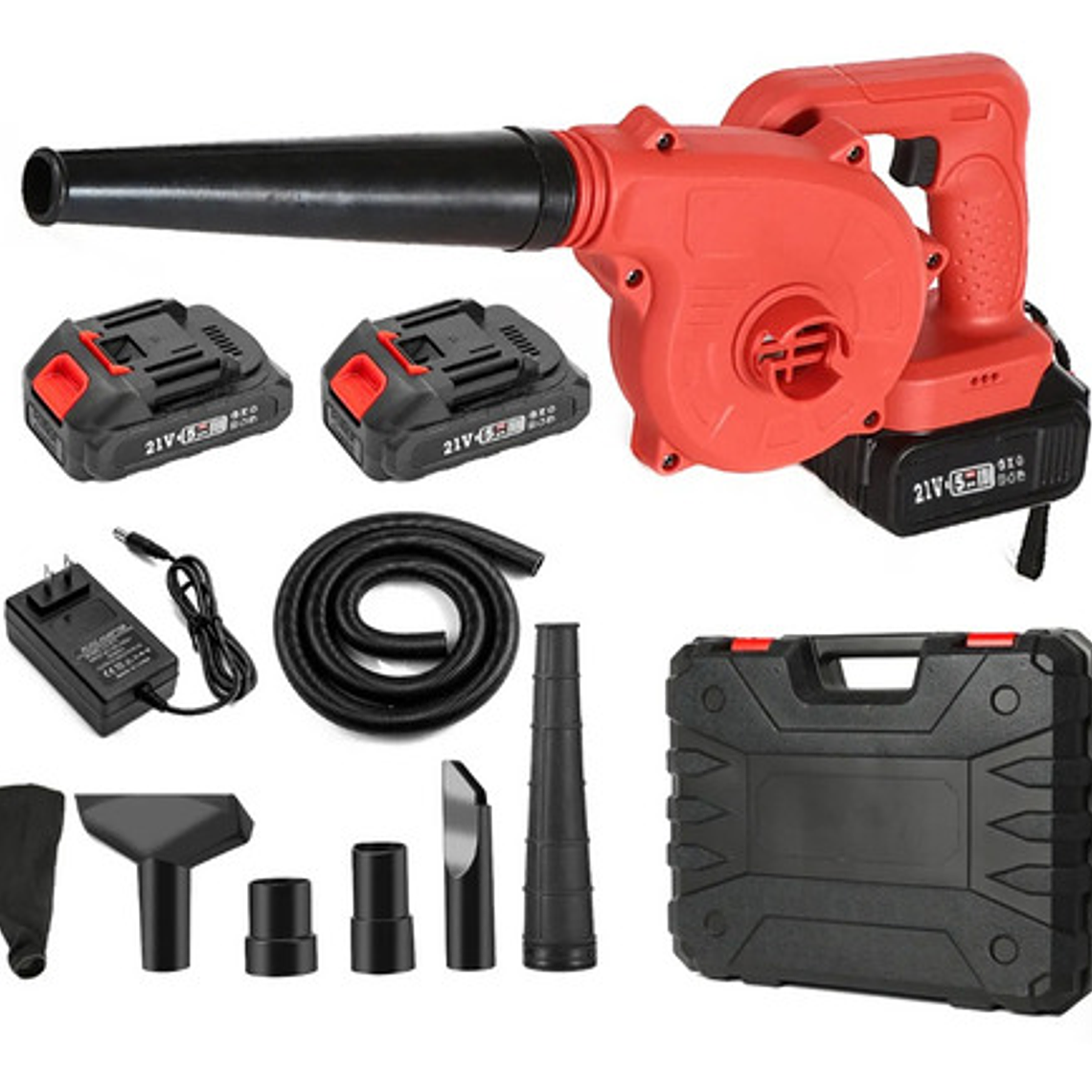 Soplador Multiuso Premium Recargable 2 Baterías Y Maletín Color Rojo 1