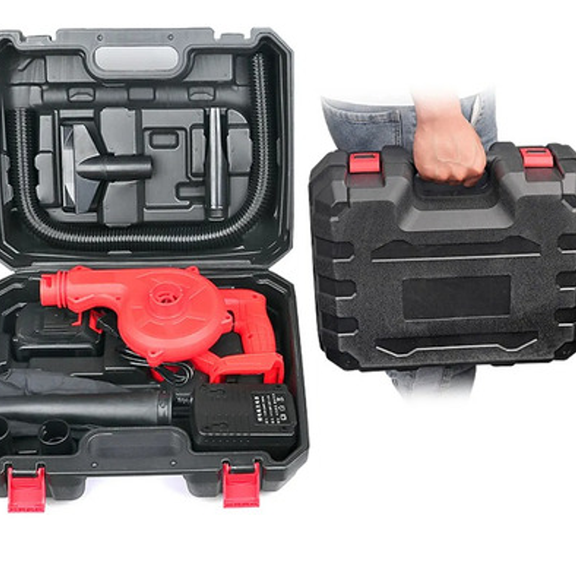 Soplador Multiuso Premium Recargable 2 Baterías Y Maletín Color Rojo 2